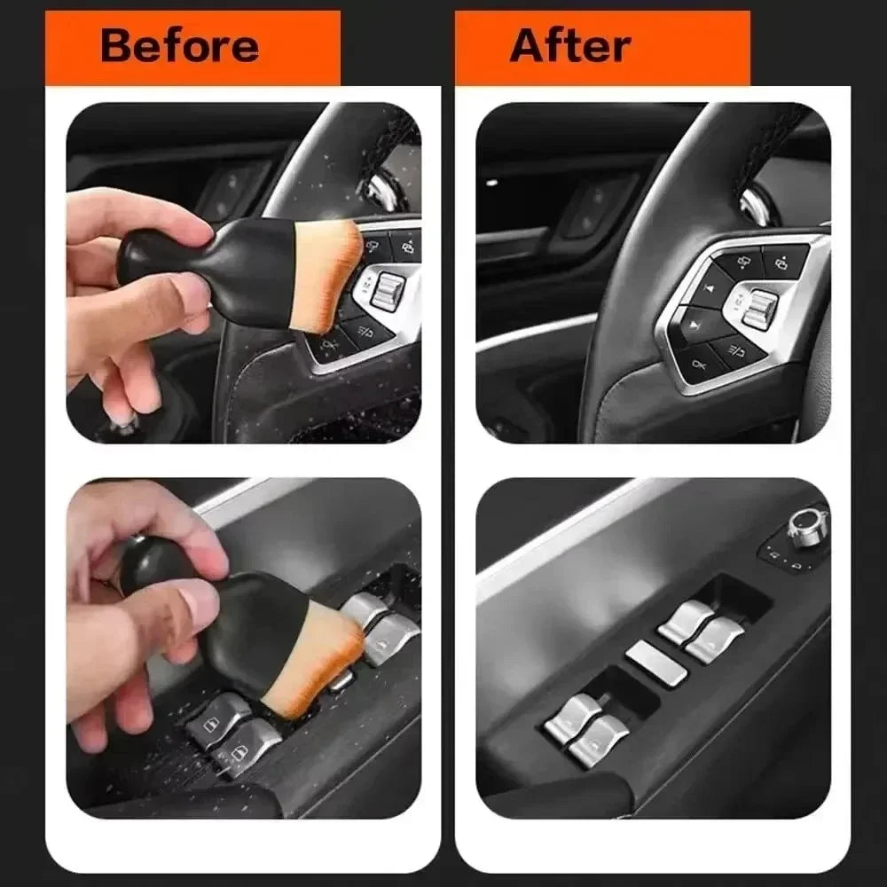 Car Interior Cleaning Brush Conditioner Air Outlet Soft Fur Clean Brushes with Shells Crevice Dust Removal Detailing Brush T…