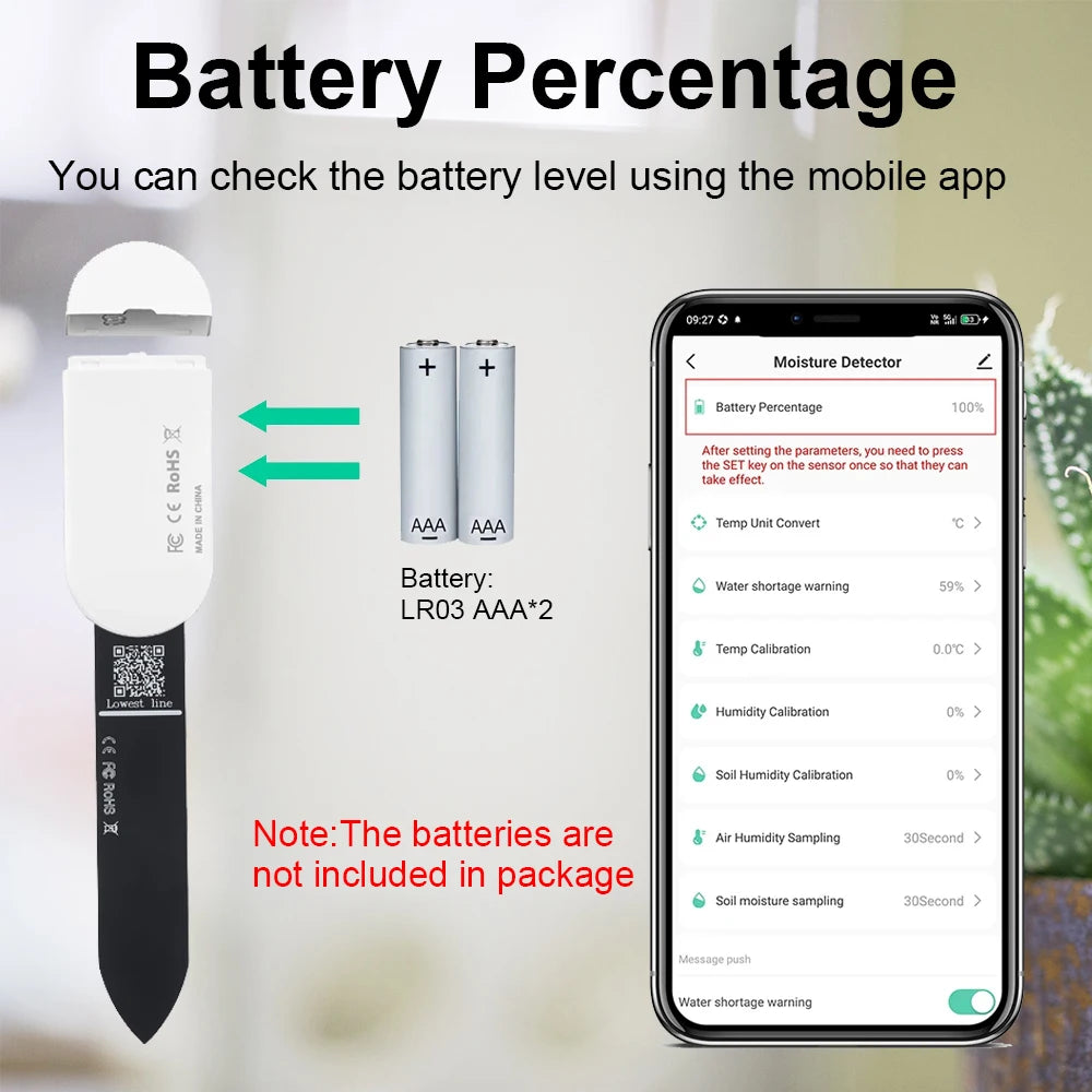 Tuya Zigbee Temperature Humidity Moisture Detector Smart Soil Tester Moisture Sensor Phone App RealTime Monitor for Home Gar…