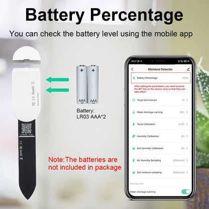 Tuya Zigbee Temperature Humidity Moisture Detector Smart Soil Tester Moisture Sensor Phone App RealTime Monitor for Home Gar…