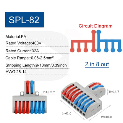 5PCS Fast Wire Connector Push-in Electrical Terminal Block Universal Splicing Wiring Cable Connectors For Cable Connection S…
