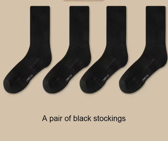 1pairs Socks Men's cotton deodorant winter towel bottom with velvet mid-tube white stockings thickened sports basketball soc…