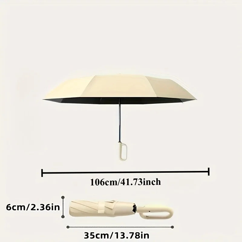 UV Protection Casual Folding UPF50+ Automatic Umbrella With Loop Buckle, Stylish Design Compact Sun, For Outdoor Travel - im…