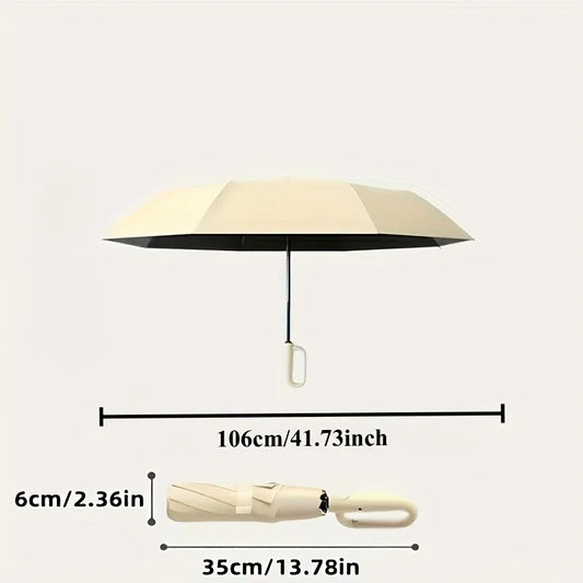 UV Protection Casual Folding UPF50+ Automatic Umbrella With Loop Buckle, Stylish Design Compact Sun, For Outdoor Travel - im…