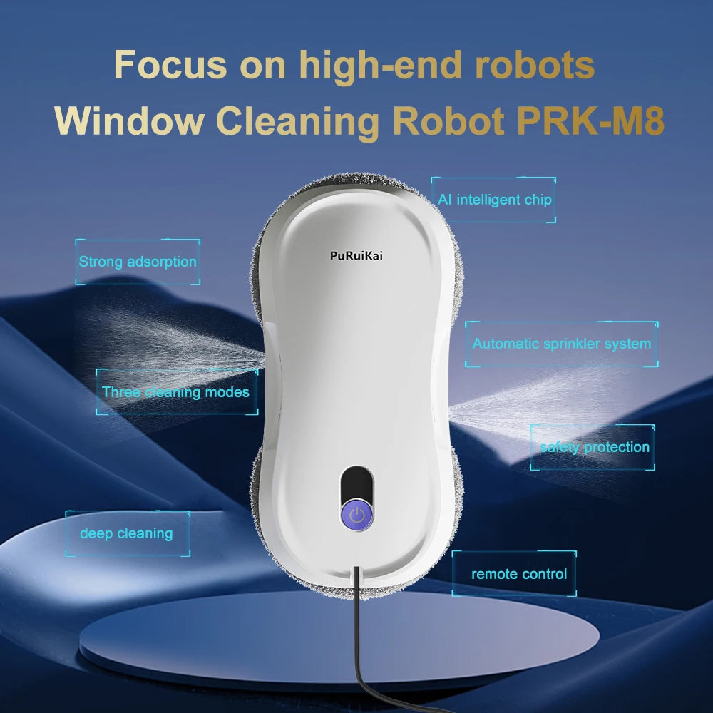PuRuiKai Portable Window Cleaning Robot,Intelligent Cleaning with Dubbele Nozzle Water Sprayer, Remote Control - image 3