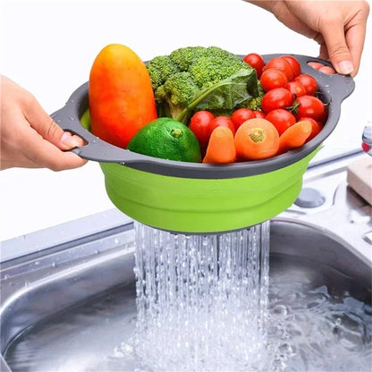 2PCS Silicone Folding Drainer Basket Fruit Vegetable Foldable Colander Kitchen Strainer for Food Pasta Kitchenware Drain Dev…