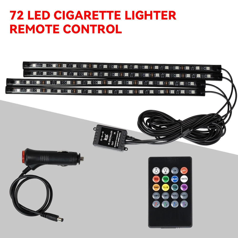 Neon 36 48 72 LED Car Interior Ambient Foot Light Wireless Remote Music APP Control Auto RGB Atmosphere Decorative Lamp - im…