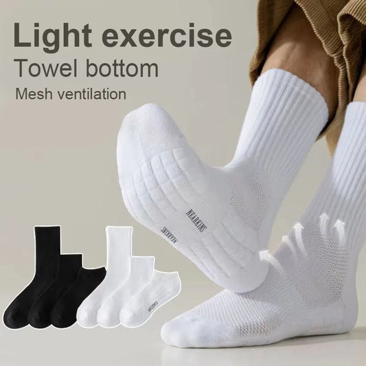 1pairs Socks Men's cotton deodorant winter towel bottom with velvet mid-tube white stockings thickened sports basketball soc…