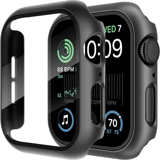 Tempered Glass+Cover For Apple Watch 11 10 9 8 7 46mm 42mm PC Bumper Screen Protector Case iWatch Series 7 6 5 4 SE3 44 40 4…