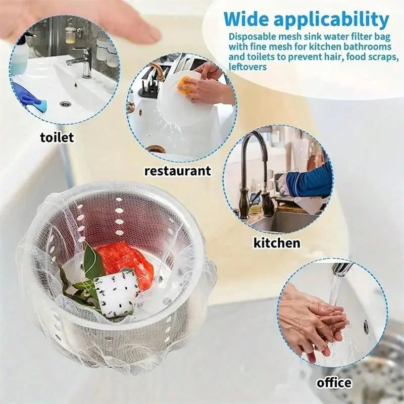 50-200Pcs Disposable Kitchen Sink Filter Sewer Drain Anti-blocking Garbage Bag Pool Leak Mesh Bag Mesh Strainer Sink Garbage…
