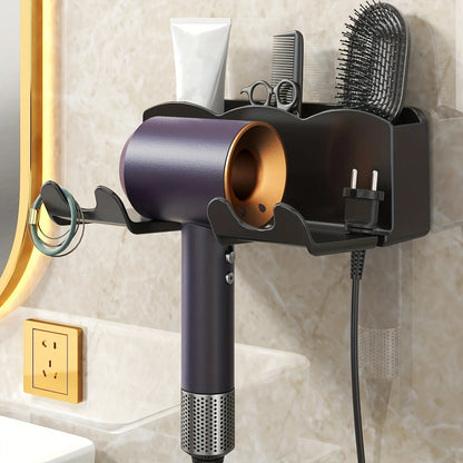 1pc Hair dryer storage rack, non perforated bathroom wall mounted bracket, bathroom air duct storage - image 8