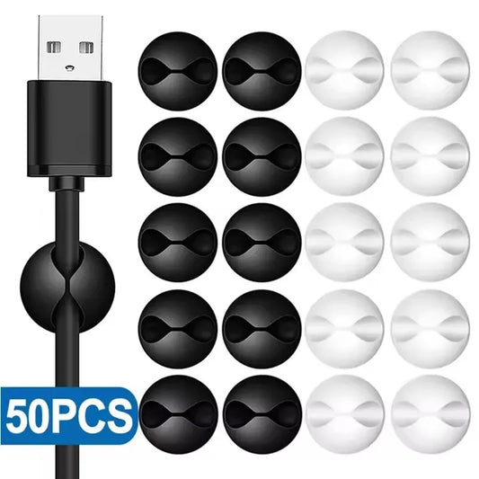5/50Pcs Mini Cable Winder Organizer USB Charging Cable Clips Desk Tidy Organiser Wire Cord Holder Protectors In Home Office…
