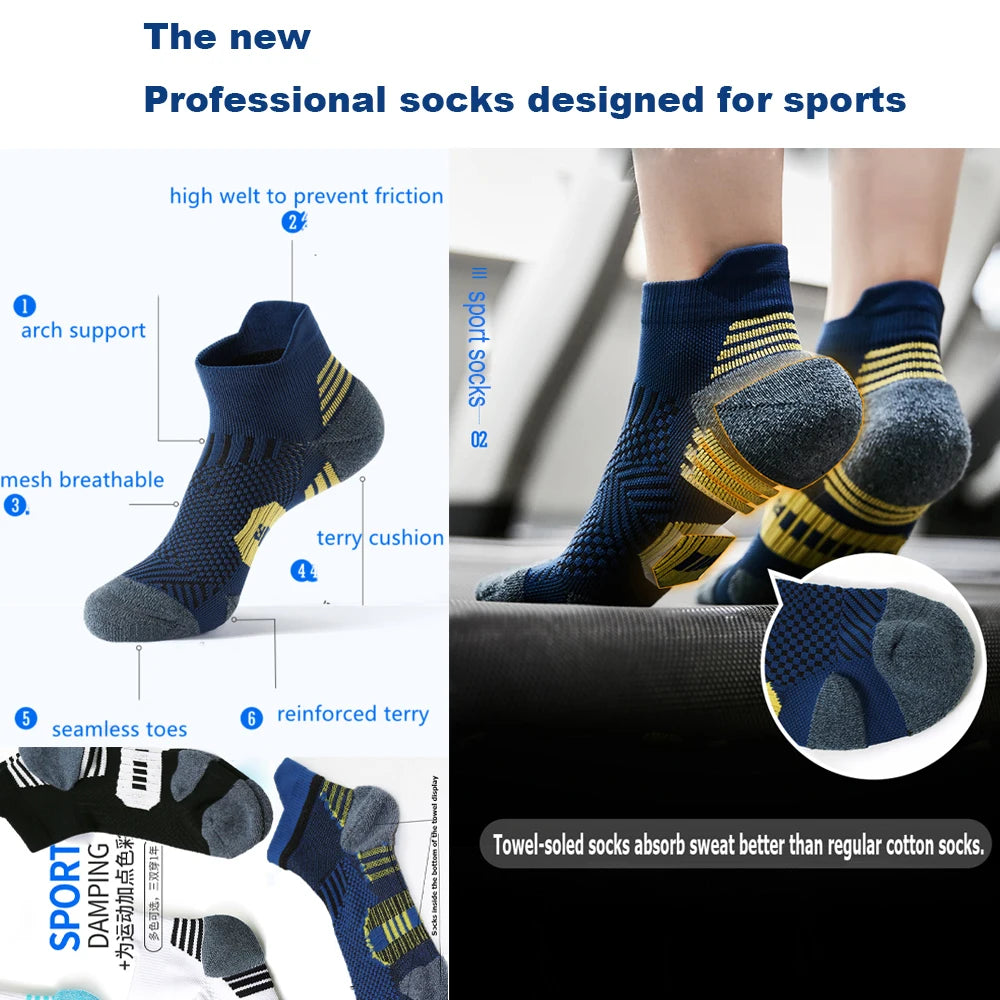 3Pair Professional Fitness Sports Socks Towel Bottom Non-Slip Running Socks Men Women Short Quick-Drying Basketball Training…
