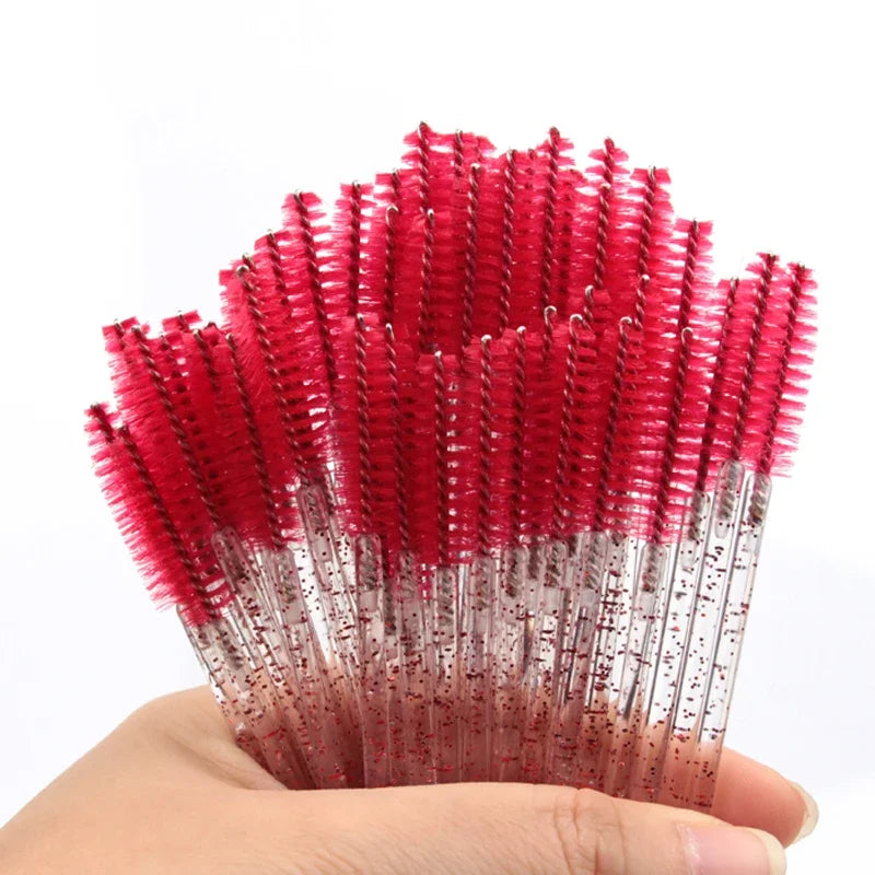 5/25/50 PCS Makeup Brushes Pink Crystal Eyelashes Brush Reusable Fake Lashes Extension Supplies False Eyelash Make up Tool H…
