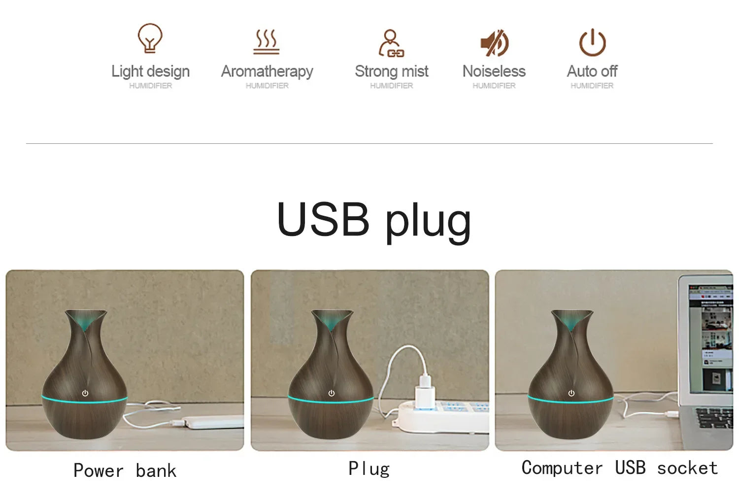 200ml Air Humidifier Essential Oil Diffuser USB Mist Maker Mini Humidificador with Colorful Light for home office car - imag…