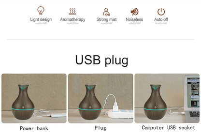 200ml Air Humidifier Essential Oil Diffuser USB Mist Maker Mini Humidificador with Colorful Light for home office car - imag…