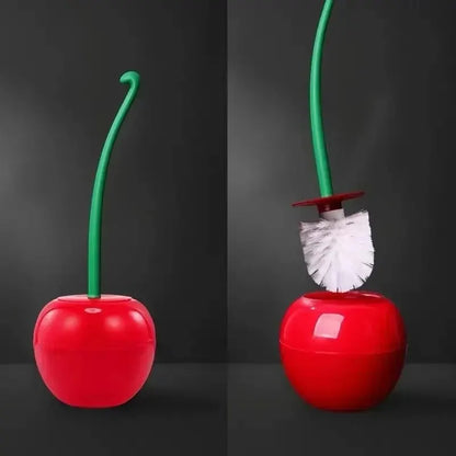 1pc Red Toilet Brush Creative Lovely Cherry Shape Lavatory Toilet Brush Holder Set Toilet Holder Bathroom Accessories - imag…