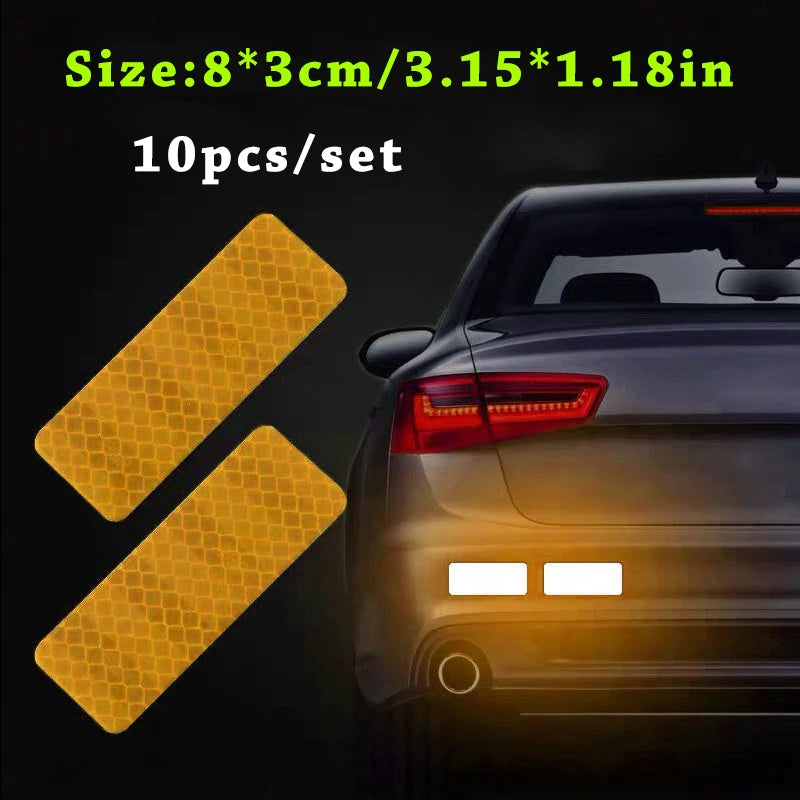 10pcs/set Car Bumper Reflective Safety Strip Stickers Car Reflective Sticker Reflective Warning Safety Tape - image 7