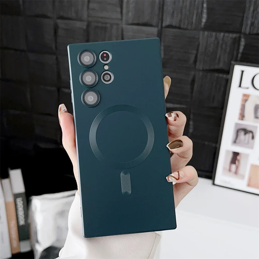 Luxury Matte Magnetic Case for Samsung S25 S24 S23 S22 Ultra S21 S20 Plus Capa for Samsung Note 20 Ultra Magsafe Phone Cover…