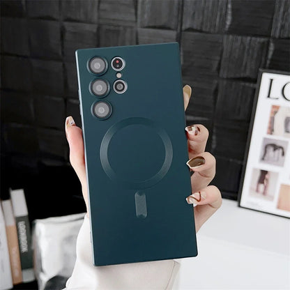 Luxury Matte Magnetic Case for Samsung S25 S24 S23 S22 Ultra S21 S20 Plus Capa for Samsung Note 20 Ultra Magsafe Phone Cover…