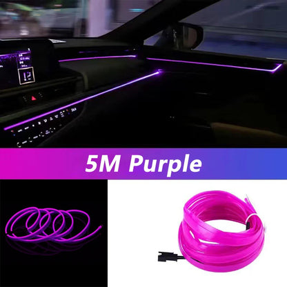 5M Car Interior Led Strip Light Neon EL Wiring Decorative Lamp For Auto DIY Flexible Ambient Light USB Party Atmosphere Diod…