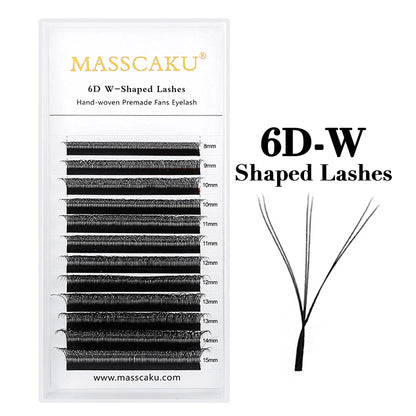 MASSCAKU 3D 4D 5D 6D 7D 8D 10D W Shaped Eyelash Natural Soft Lightweight Individual W Style Premade Fans Eyelashes Extension…