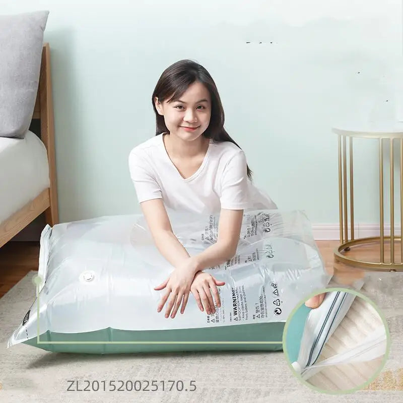 No Need Pump Vacuum Bags Large Plastic Storage Bags for Storing Clothes Blankets Compression Empty Bag Covers Travel Accesso…