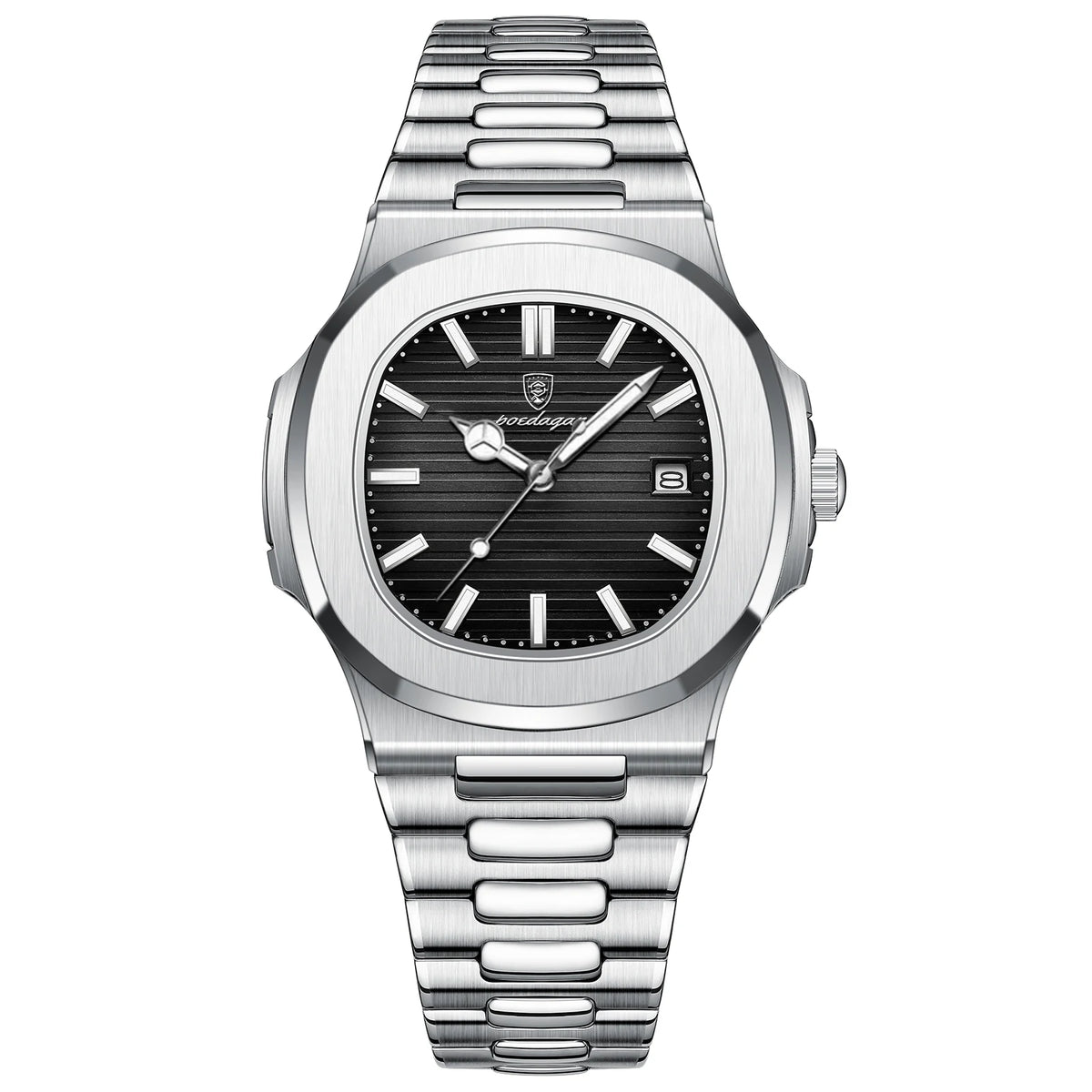POEDAGAR Square Luxury Men Wristwatch Waterproof Luminous Date Stainless Steel Male Clock Business Sports Quartz Watches For…