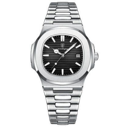 POEDAGAR Square Luxury Men Wristwatch Waterproof Luminous Date Stainless Steel Male Clock Business Sports Quartz Watches For…