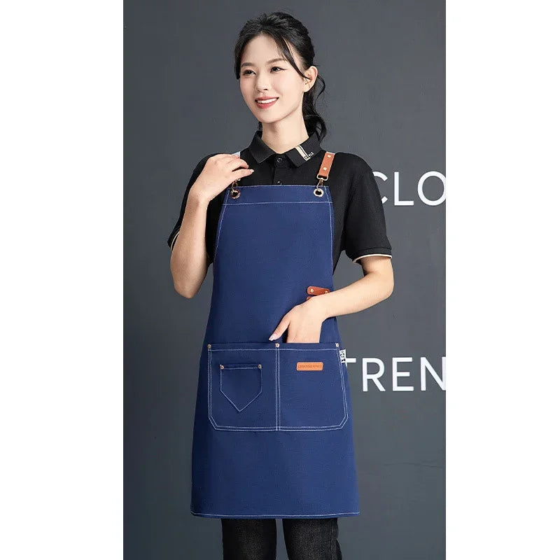 Customized Canvas Apron with Logo Custom for Nail Art Baking Coffee Bubble Shop Barber Canvas Waterproof Work Uniex Clothes…