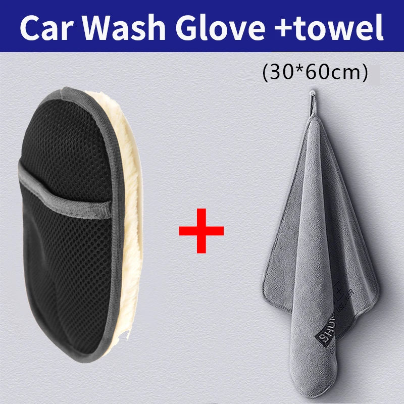Car Styling Wool Soft Car Washing Gloves Cleaning Brush Motorcycle Washer Care Products Plush Car Wash Gloves - image 8