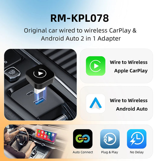 2in1 Wireless CarPlay Dongle Wireless Android Auto Adapter AI Smart Box Car Intelligent Systems For Car With Wired CarPlay -…