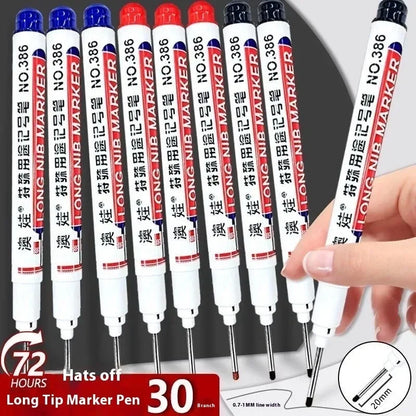 4/12 Pcs Waterproof Long Head Markers Deep Hole Marker Pen for Metal Carpenter Red/Black/Blue/Green Ink Woodworking Tools Ma…
