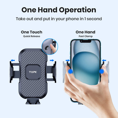 Car Phone Holder Mount,TOPK Upgrade Auto Locking Universal Phone Stand Holder with Hook Clip for Car Air Vent for iPhone Sam…