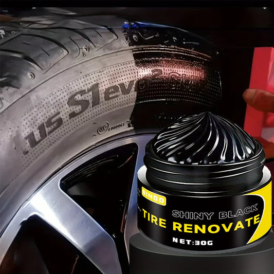 Black Shiny Tire Wax 30g - Durable, Long-Lasting Protection and Repair for All Kinds of Tires - Prevents Cracks and Whitens