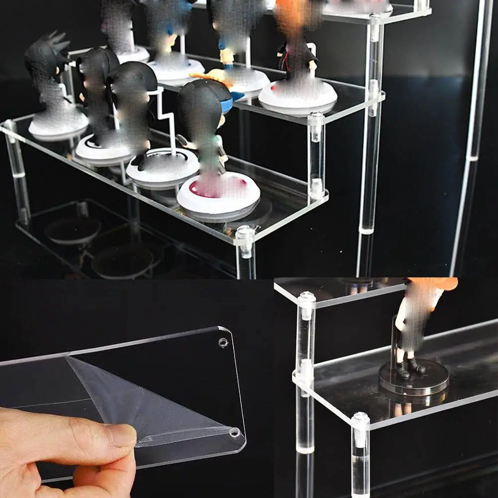 1-4 Tier Acrylic Display Stand Durable Display Rack For Cupcake Perfume Doll Transparent Trapezoidal Blind Box Storage Shelf…