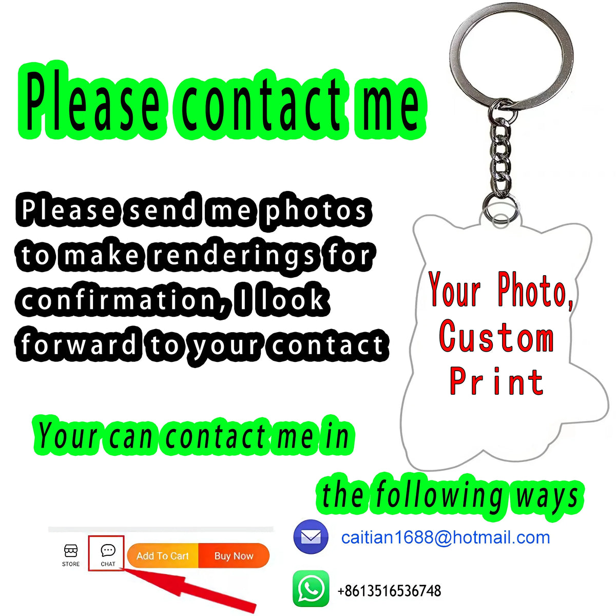 Custom Logo Acrylic Keychain Cat Dog ID Charm Print Holographic Personal Photo Pet Souvenir Birthday Gift Tag Name Key Chain…