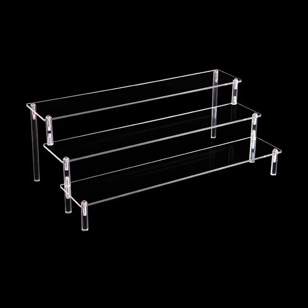 1-4 Tier Acrylic Display Stand Durable Display Rack For Cupcake Perfume Doll Transparent Trapezoidal Blind Box Storage Shelf…