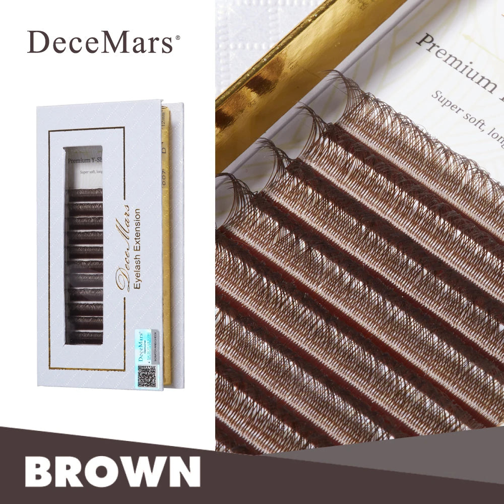 DeceMars YY Shape Black Brown Eyelashes Extensions Two Tip Lashes C/D Curl High Quality Idividual - image 7