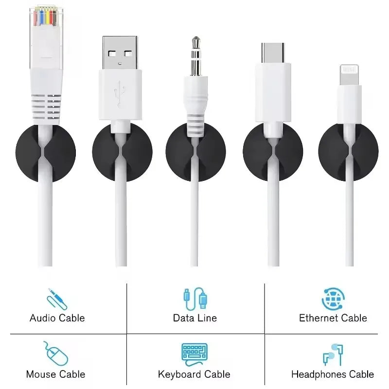 5/50Pcs Mini Cable Winder Organizer USB Charging Cable Clips Desk Tidy Organiser Wire Cord Holder Protectors In Home Office…