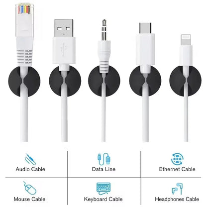 5/50Pcs Mini Cable Winder Organizer USB Charging Cable Clips Desk Tidy Organiser Wire Cord Holder Protectors In Home Office…