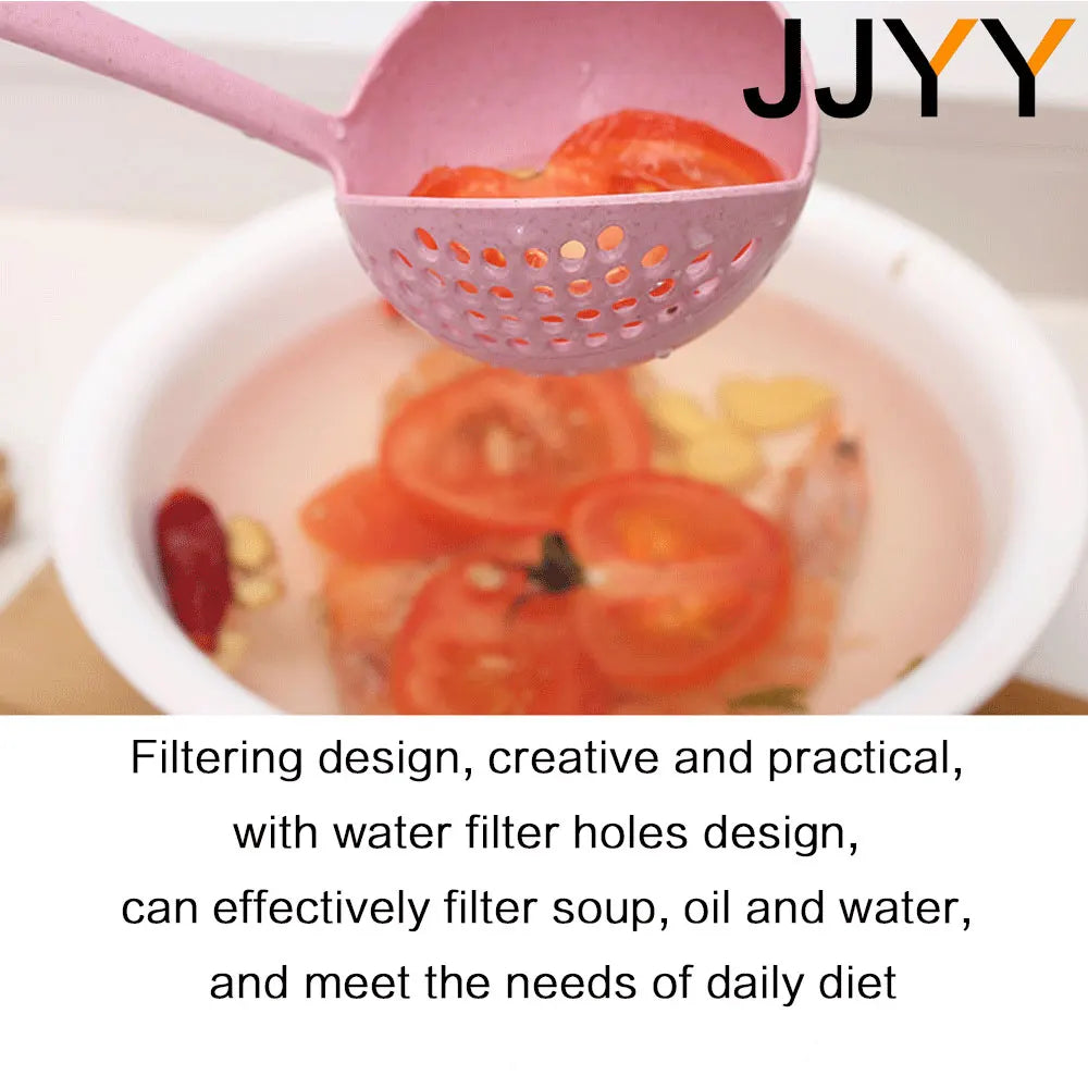 JJYY The 2 in 1 Kitchen Spoon Spoon Long handle Plastic Colander Filter Tableware Hot Pot Spoon - image 2