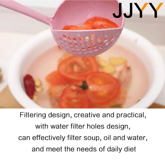 JJYY The 2 in 1 Kitchen Spoon Spoon Long handle Plastic Colander Filter Tableware Hot Pot Spoon - image 2