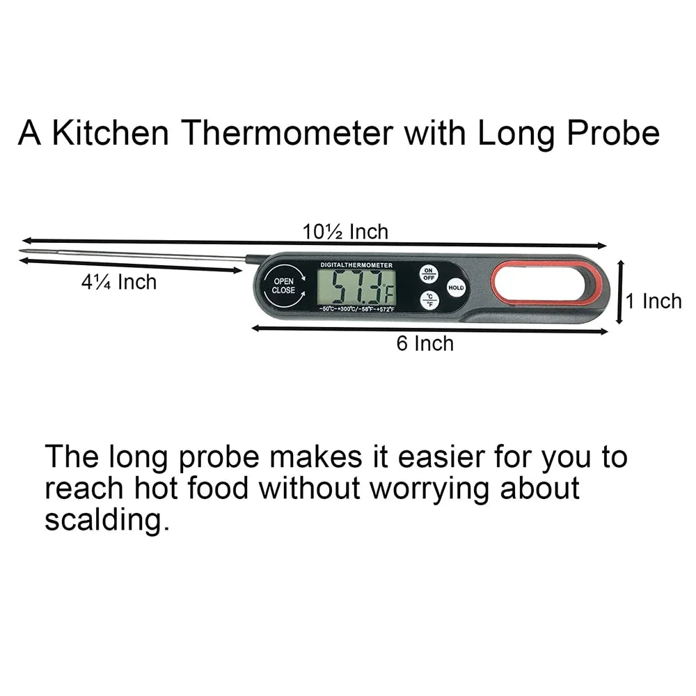 1 piece Digital Meat Thermometer Cooking Food Kitchen BBQ Long Probe Water Milk Oil Liquid Oven Baking Digital Temperature M…