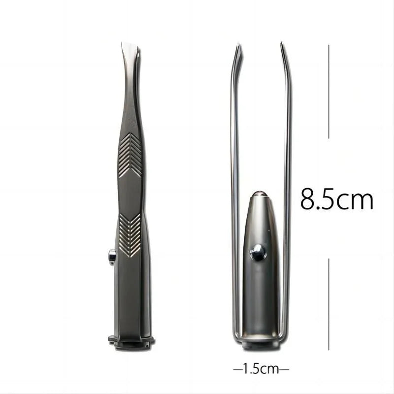 1PC Portable Stainless Steel Eyebrow Tweezer with Smart LED Light - Makeup Removal Tool - image 3
