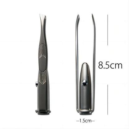 1PC Portable Stainless Steel Eyebrow Tweezer with Smart LED Light - Makeup Removal Tool - image 3