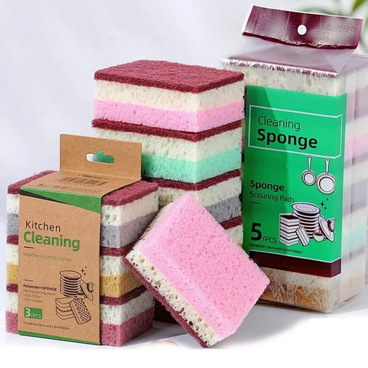 5/10Pcs Dishwashing Cleaning Sponge High Density Strong Stain Removal Kitchen Bathroom Dish Washing Cleaning Tool Porous Spo…