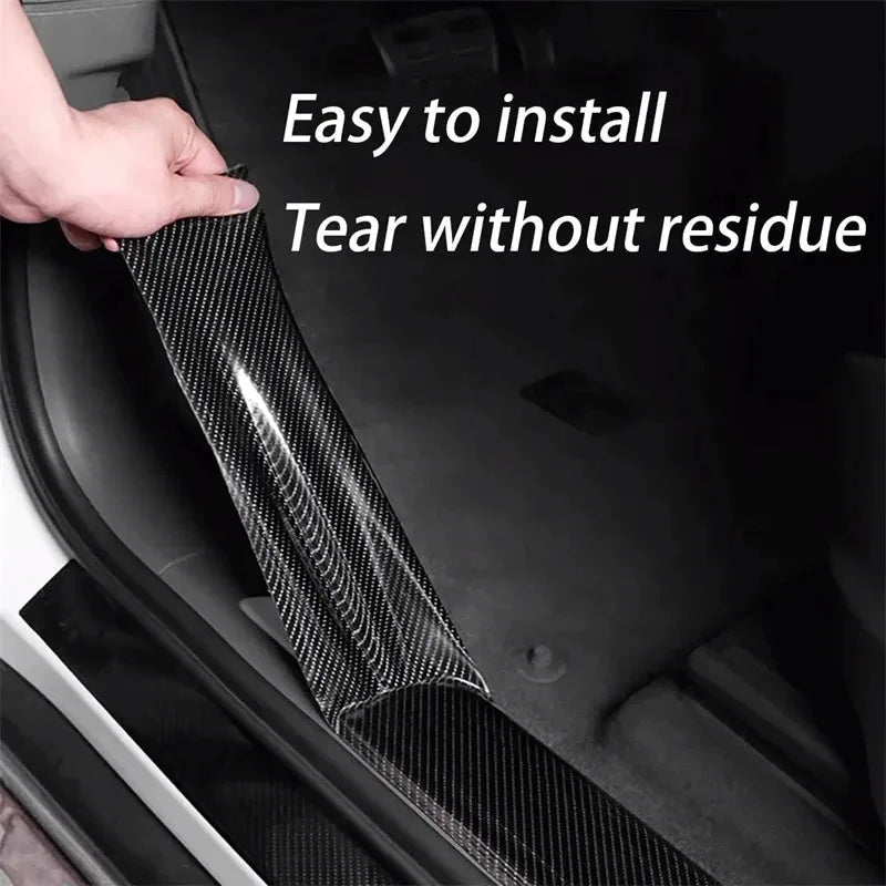 3D Nano Carbon Fiber Car Bumper Door Guard Protection Film 3m Car Door Sill Protector Sticker Black Waterproof Anti Scratch…