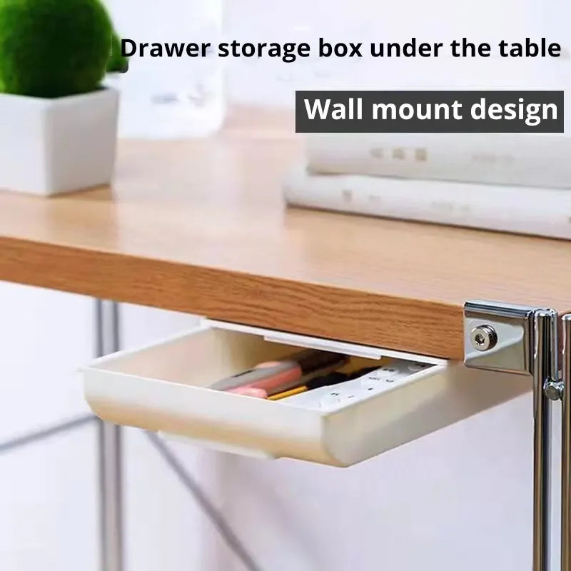 1PCS White SelfAdhesive Storage Drawer Box Makeup Pencil Tray Desk Hidden Under Stand Self-adhesive Under-drawer Storage Box…