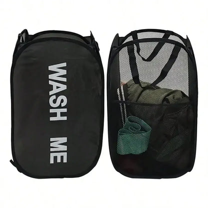 Portable Mesh Pop Up Laundry Hamper Wide Opening Breathable Collapsible Space-Saving Laundry Basket Dorm Travel Bathroom Ite…