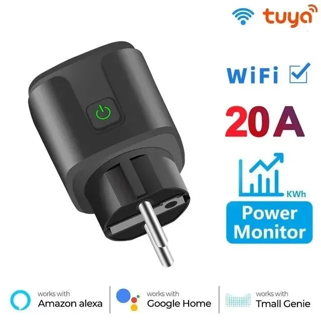 WiFi Smart Plug 16A/20A EU Smart Socket With Power Monitoring Timing Function Works with Tuya Smart Life App Voice Control -…